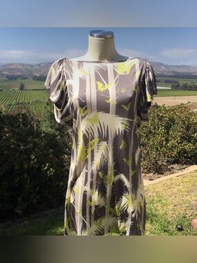 Luxury Eva Franco small size 6 butterfly purple green cute dress